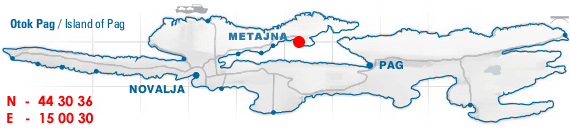 Metajna otok Pag map